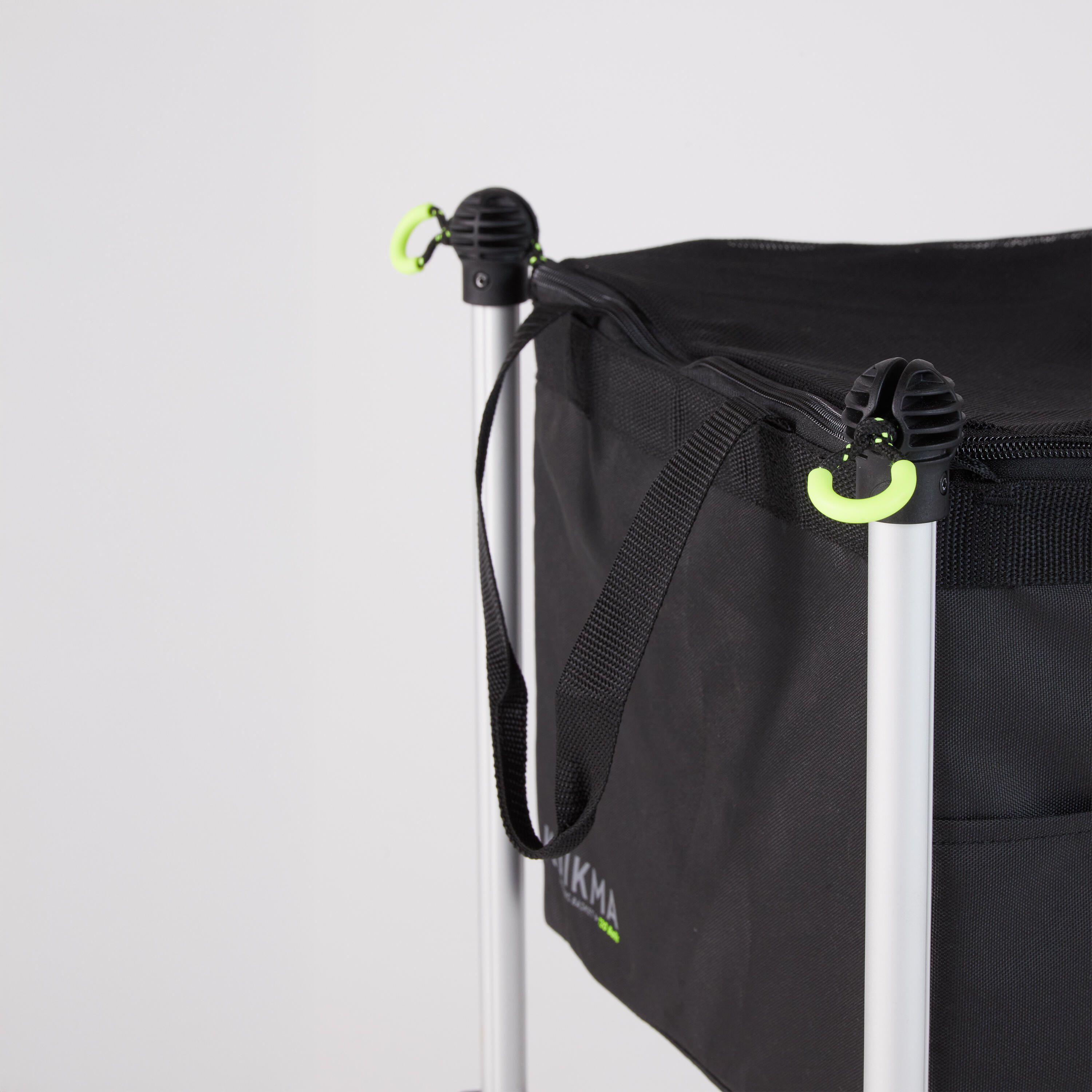 Cesto para bolas de ténis e padel com rodas regulável, preto