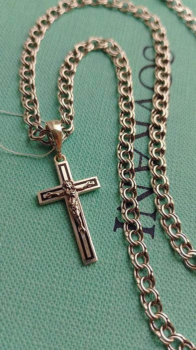 11-14 грам 5 мм срібний ланцюг цепочка бісмарк з чорнінням 50-55-60 см