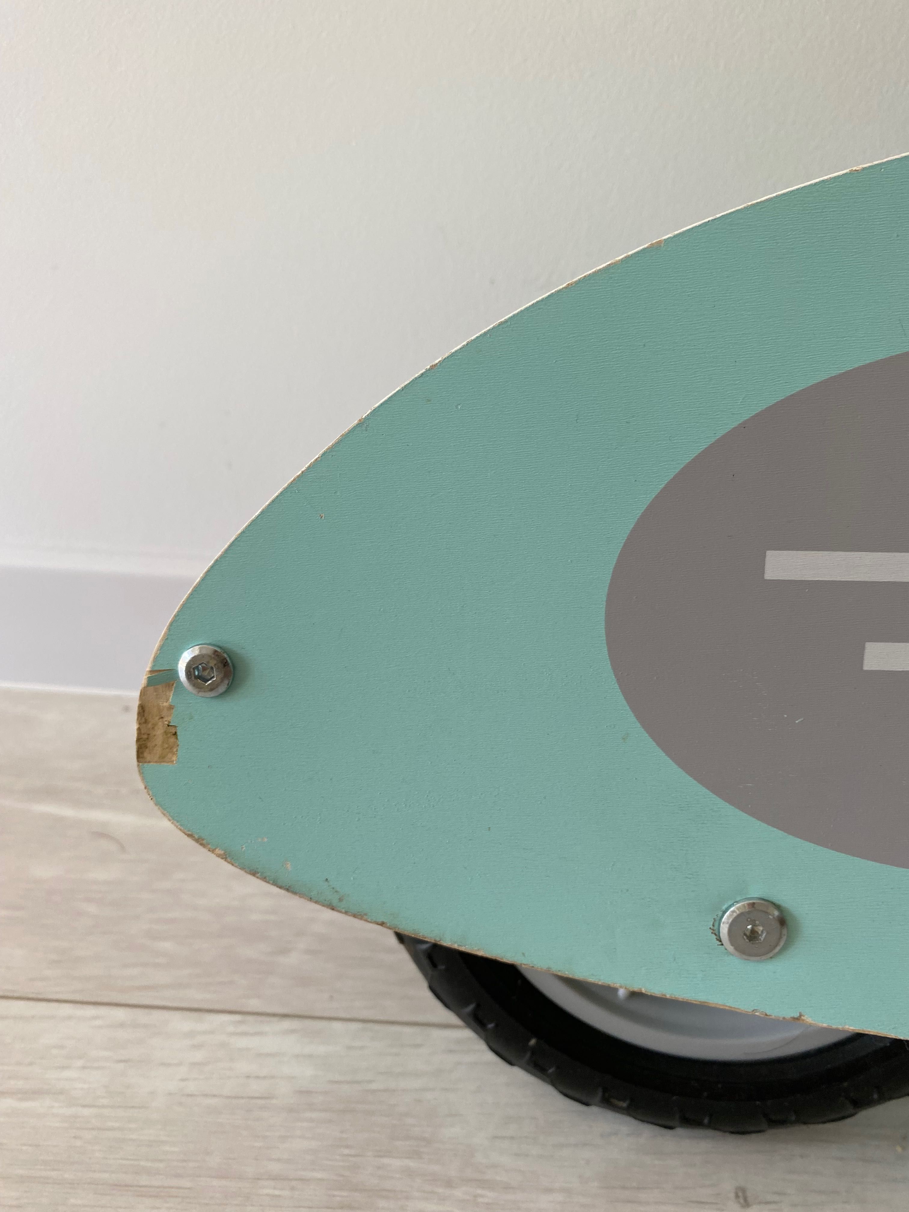 Miętowy rower rowerek biegowy drewniany skuter retro playtive Lidl