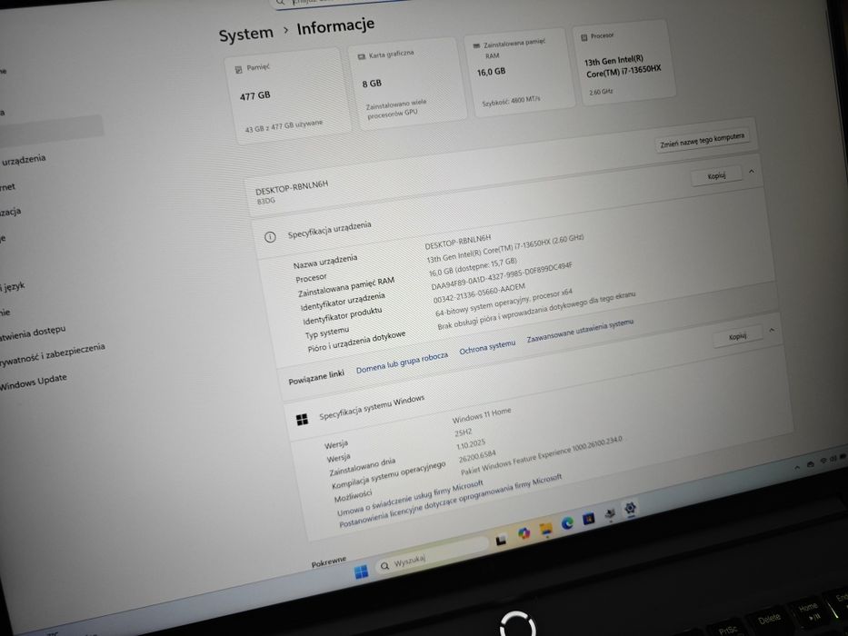 Laptop Gamingowy Lenovo Legion 5 16irx9 , rtx 4060, i7 13650hx