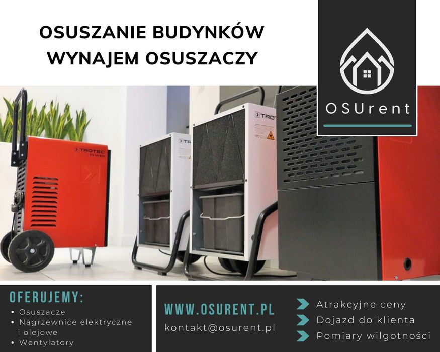 Wynajem osuszaczy, osuszacz powietrza budowlany, osuszanie wilgoci