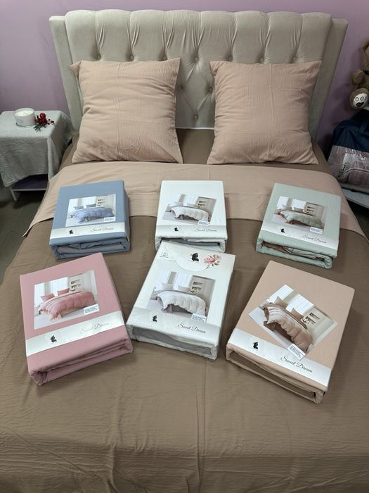 Комбінована однотонна трьохшарові муслінові комплекти білизни L&M