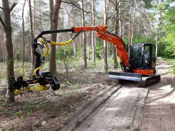 NOWY-HARVESTER harwester KUBOTA U56-5 + głowica Arbro 400s.