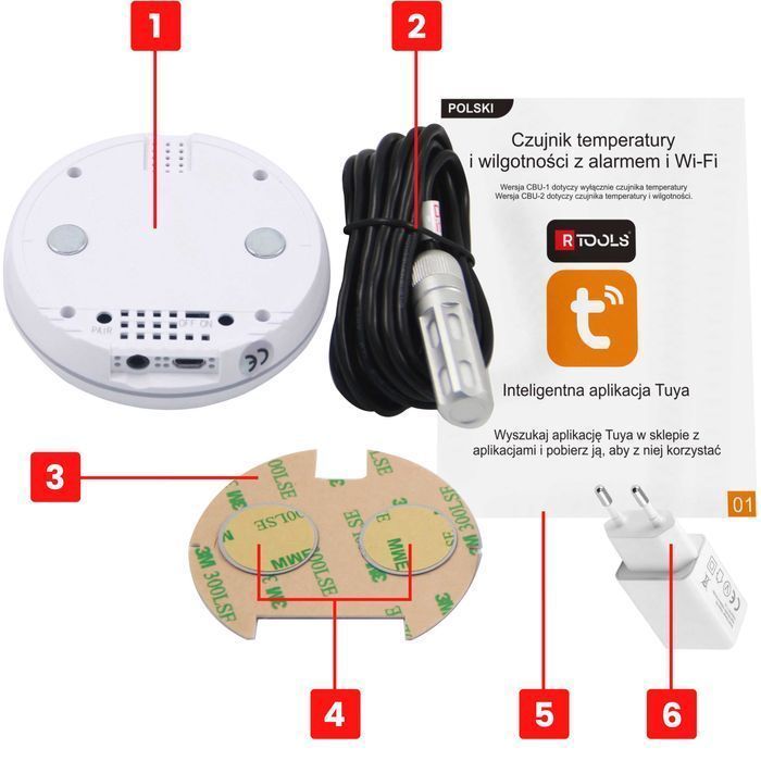 Termohigrometr Wifi 3M Tuya Smartlife Wilgotność Temperatura -40 +120