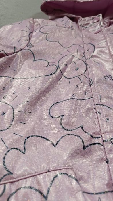 Kurtka przeciwdeszczowa dla dziewczynki, różowa, błyszcząca, pepco