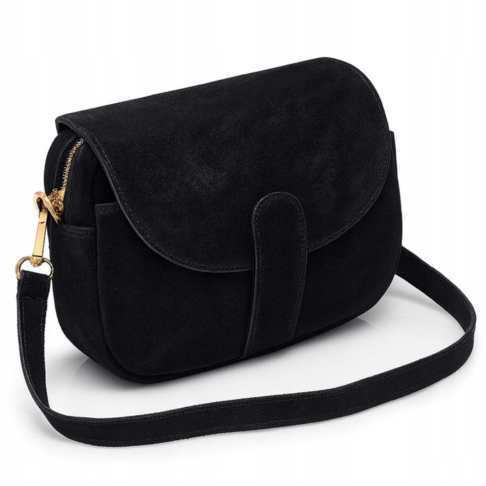 LAURA BIAGGI Torebka Damska Listonoszka Zamsz Naturalny Brązowa Pasek