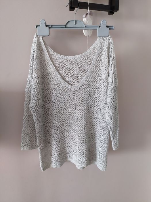 Szary ażurowy sweterek Reserved s/m JAK NOWY