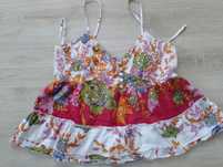 Elegancki top w kwiaty  z falbanką cekiny M r