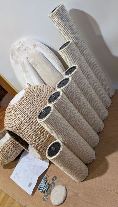 Laguna Drapak Dla Kota Kremowy 83X74X160Cm WIKLINOWY DUŻY