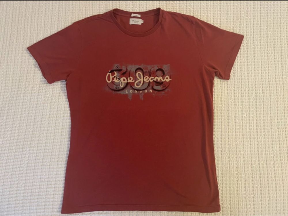 Pepe jeans bordowy t shirt koszulka modna wygodna M jesien