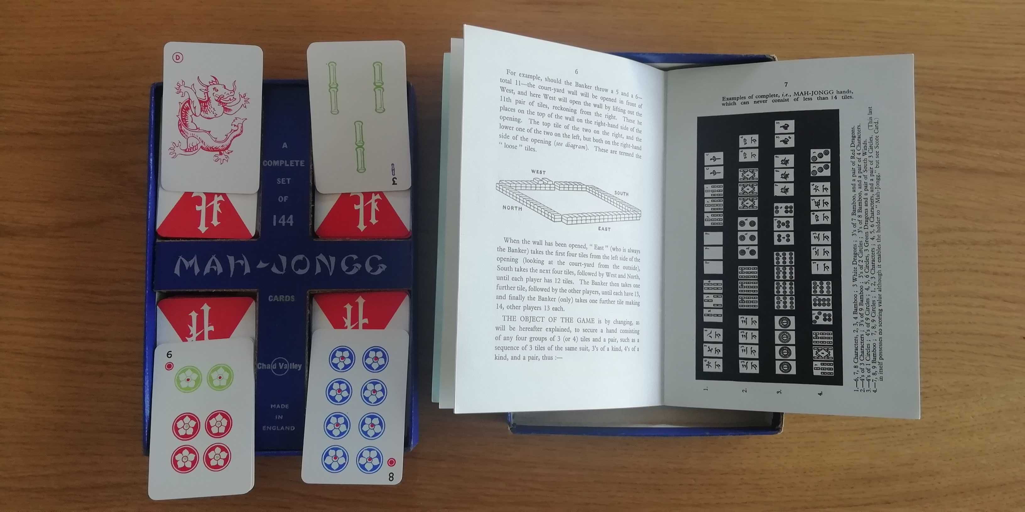 Jogo Mah-Jongg cartas antigo