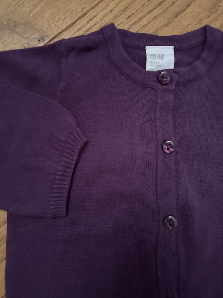Sweter niemowlęcy fioletowy, H&M, rozm. 68, 4-6 mies.