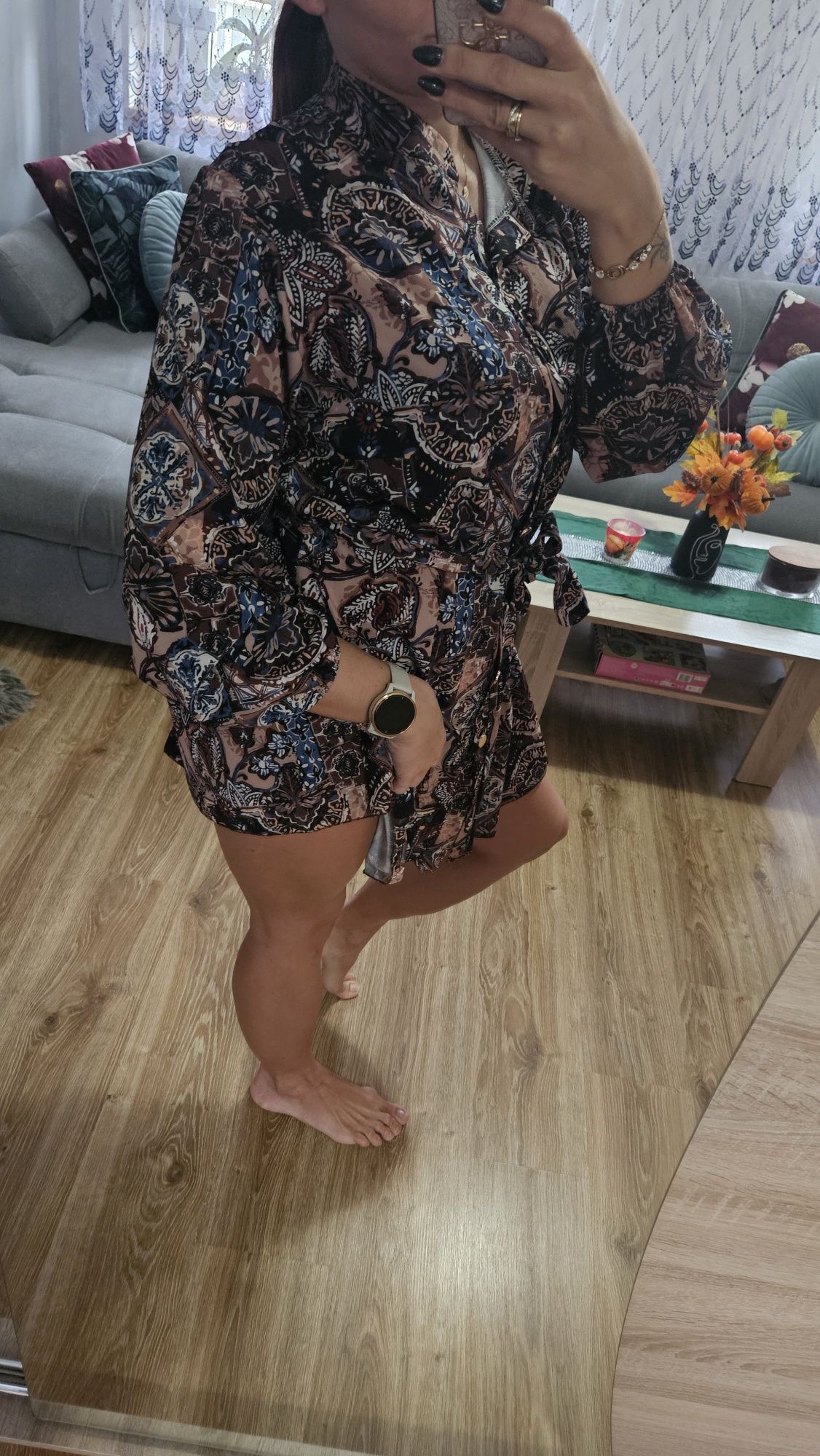 Sukienka SheClothes jesienny print piękna rozmiar uniwersalny!