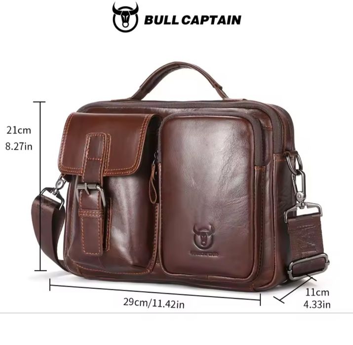 Нова шкіряна  чоловіча сумка /велика барсетка через плече