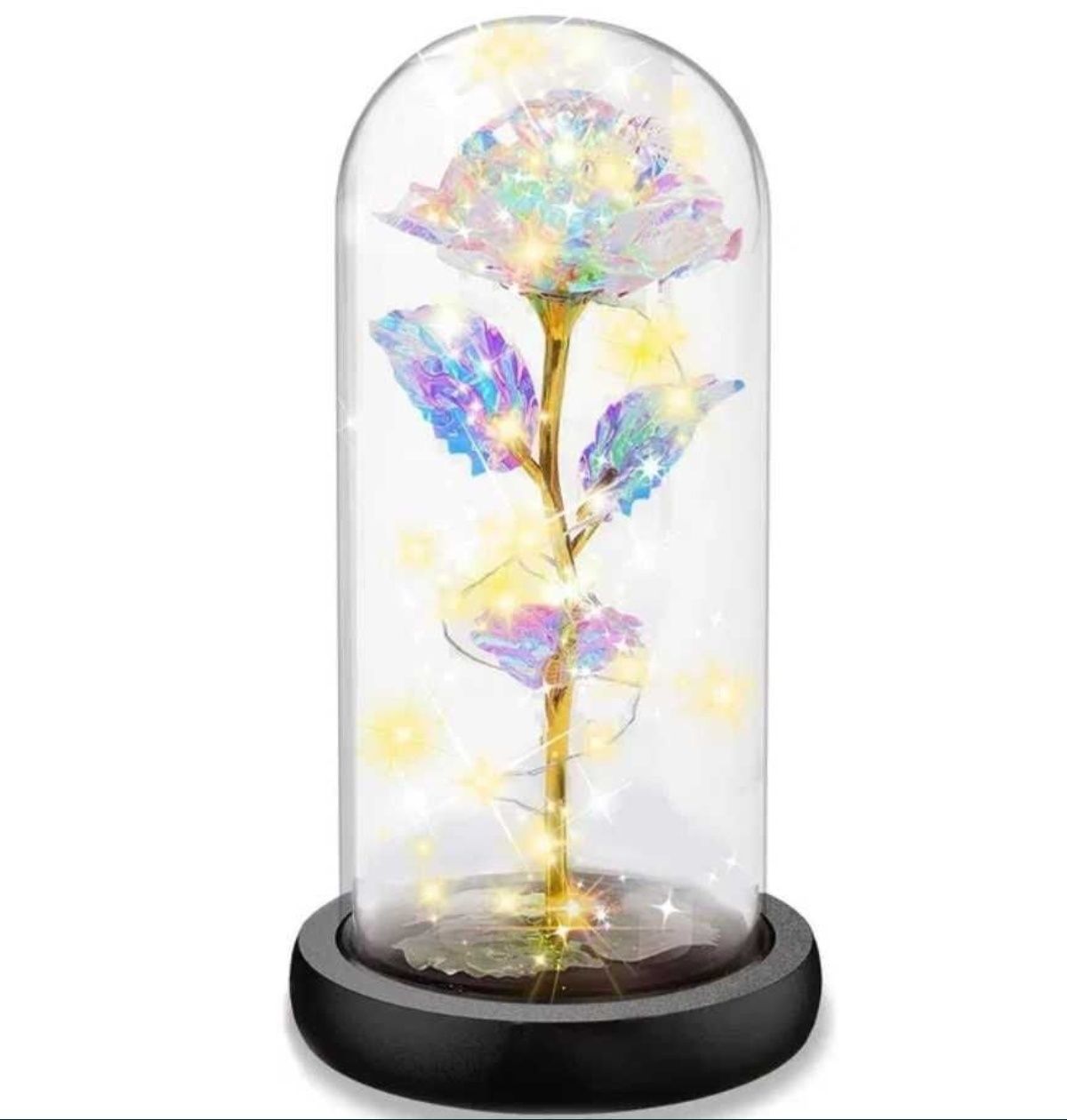 Wieczna róża w szkle, podświetlenie LED, 21cm, idealny prezent na