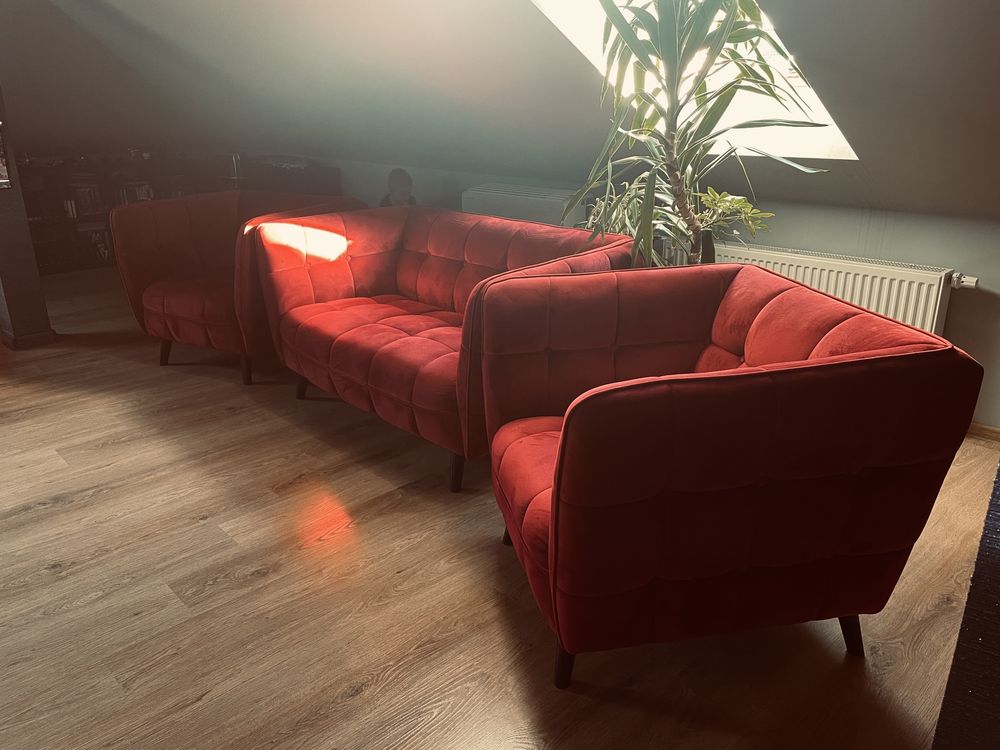 Zestaw dwa fotele i sofa castello bordo