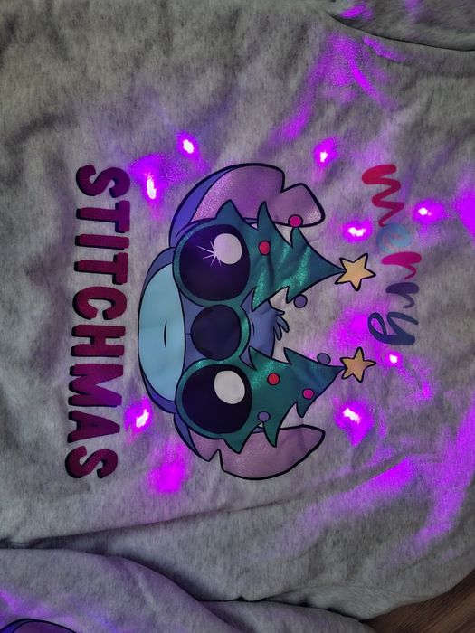 Bluza świąteczna świecąca Stich dla mamy,taty i dziecka