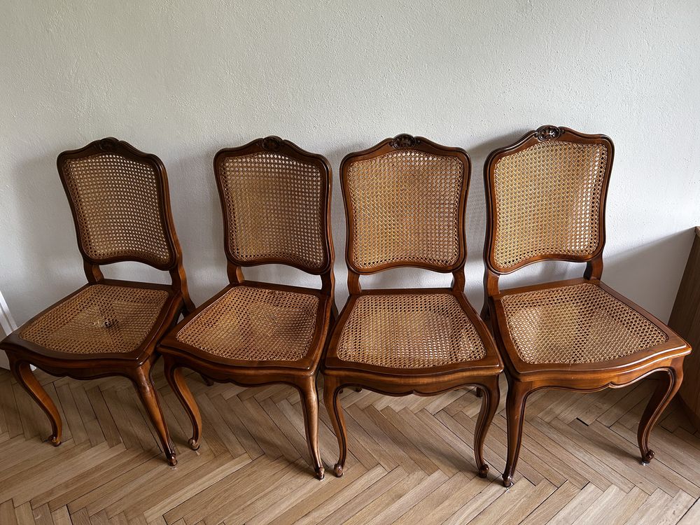 Krzesło drewniane, rattanowe, antyk, retro, vintage