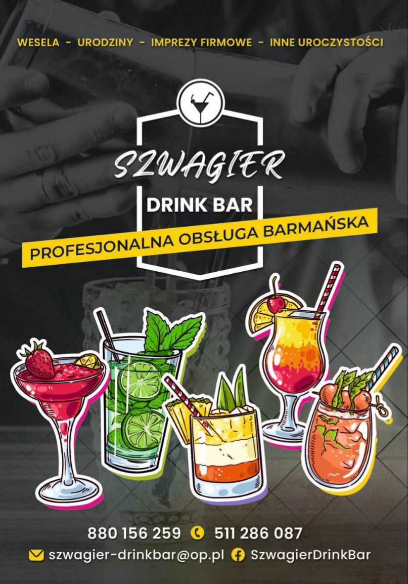 Obsługa barmańska / drink bar/ wesela, urodziny, inne