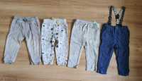 4 pary spodni Nowe i używane dresowe + eleganckie z szelkami 86-92