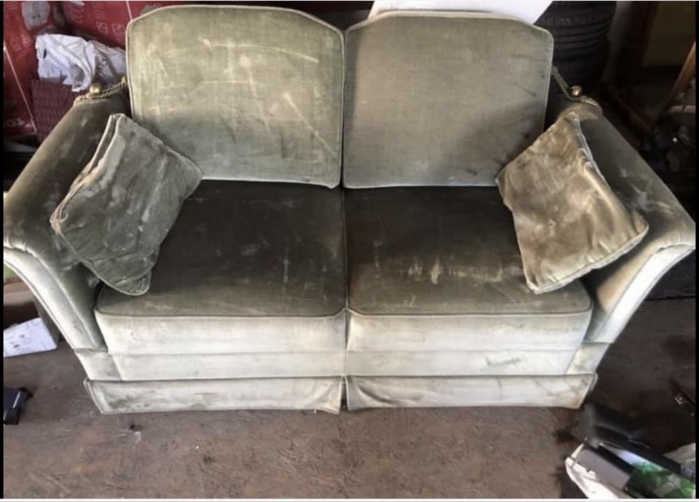 Sofa 2 osobowa velvet zielona kanapa stara antyk