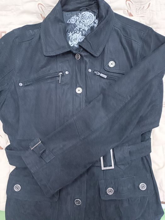 Kurtka damska zamszowa 38 M 40 L 42 XL czarna z paskiem Cecil