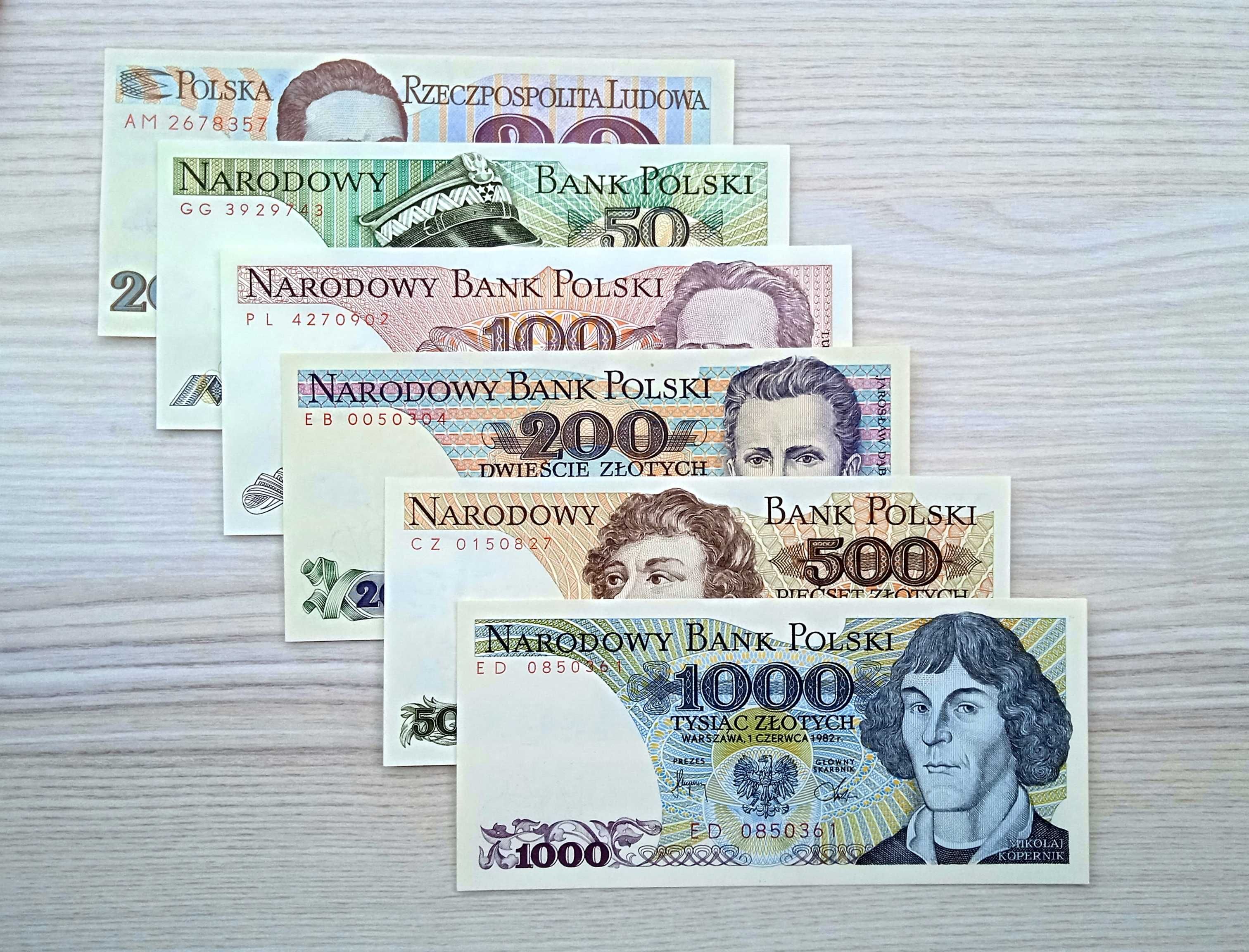 Banknoty PRL 6 szt  st.1 UNC