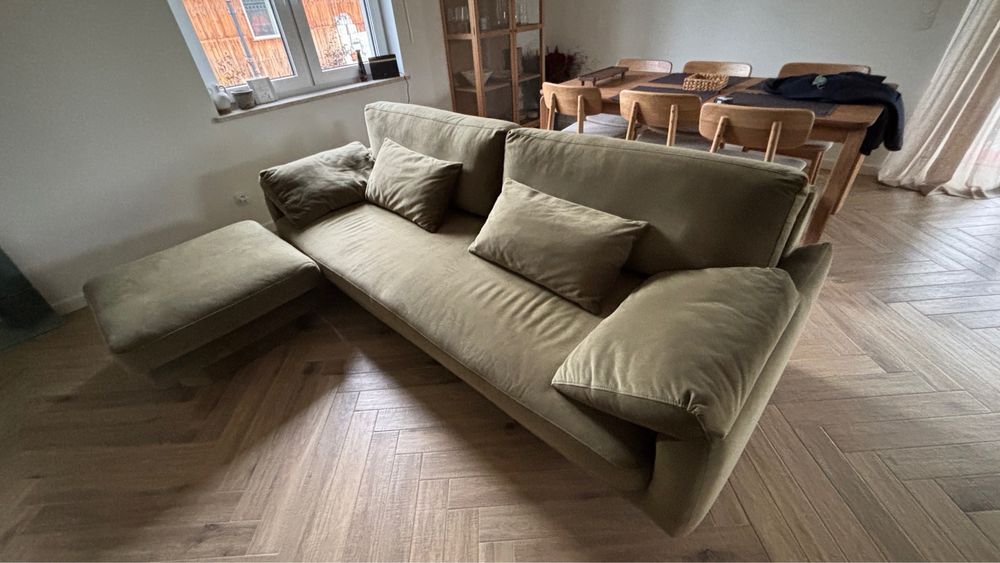 Sofa 3 osobowa Micadoni Welur Jasny Zielony + puf