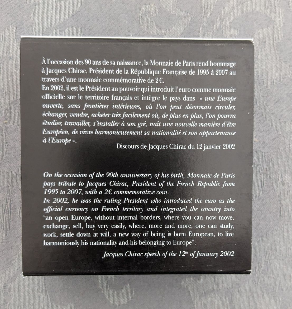 Moeda 2€ proof França 2022 Jacques Chirac