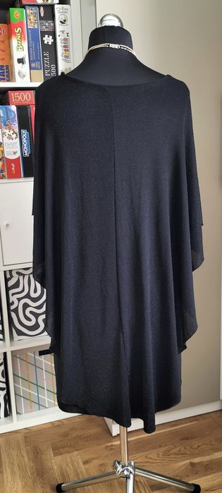 Czarna sukienka z połyskiem luźna plus size impreza wieczorowa 42 44