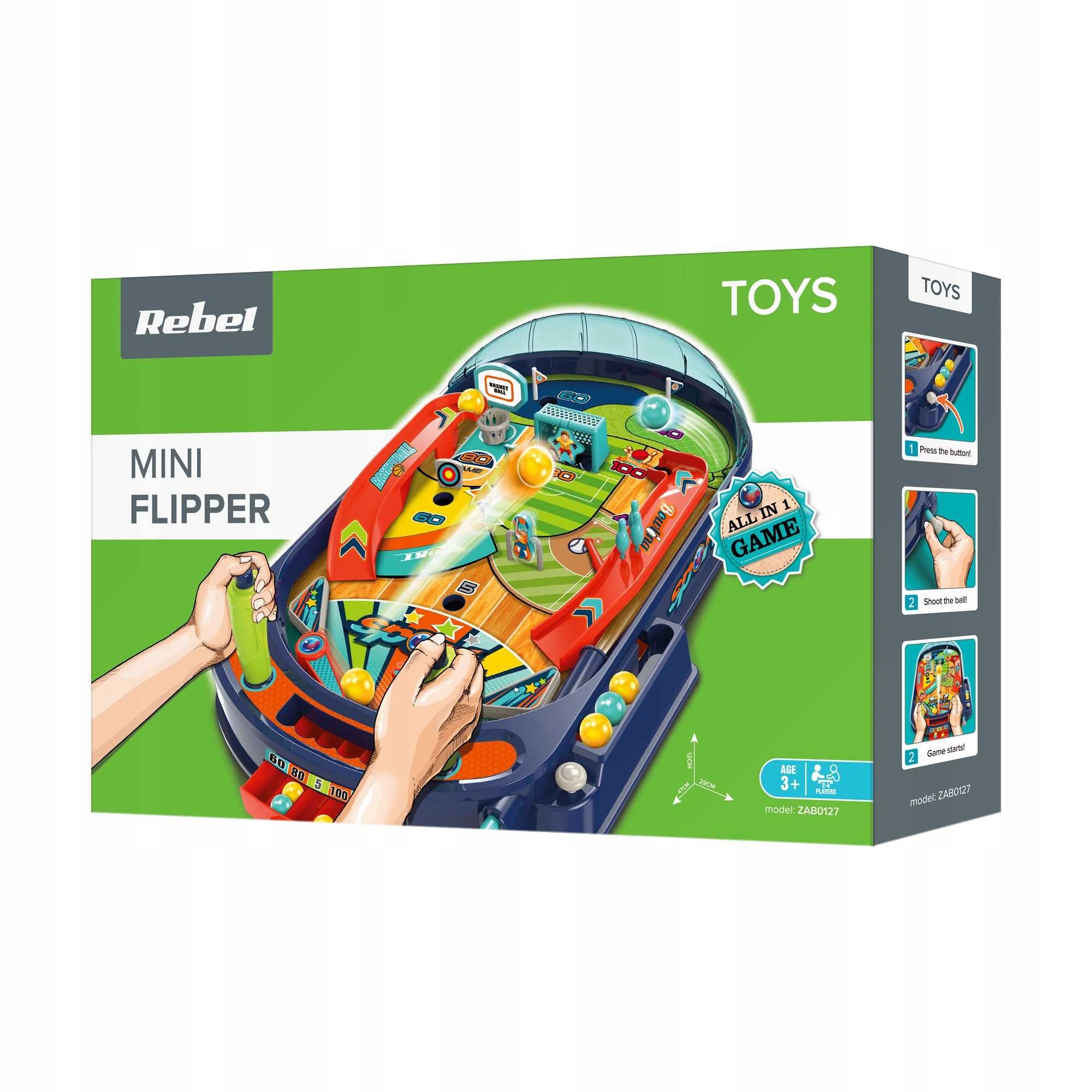 Przenośna gra zręcznościowa stołowa MINI FLIPPER Pinball Rebel ZAB0127