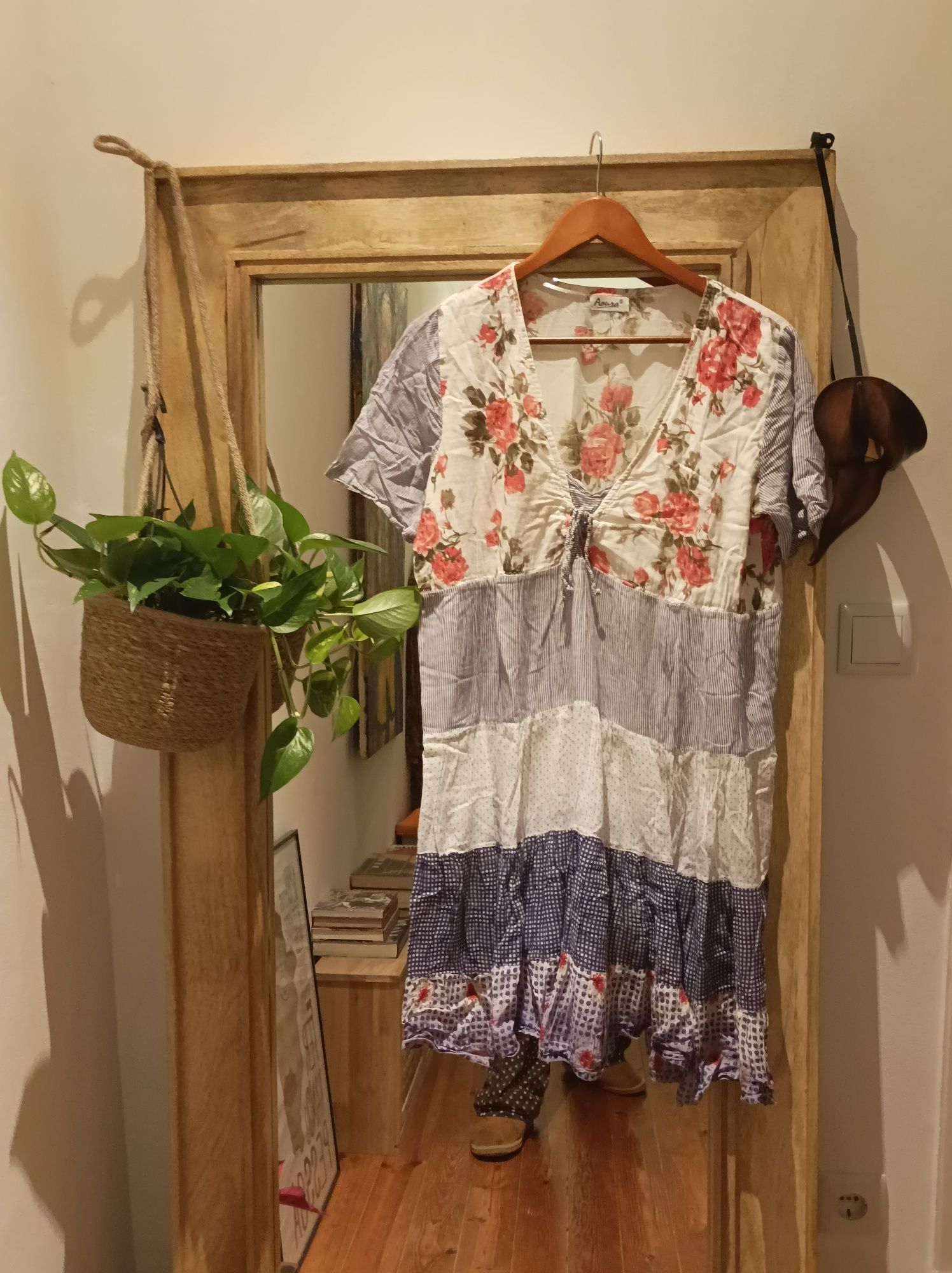 Vestido descontraído em tons de azul