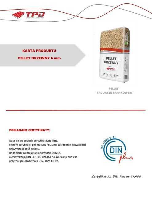 Pellet drzewny A1 - 6 mm (pelet) CERTYFIKAT DIN PLUS