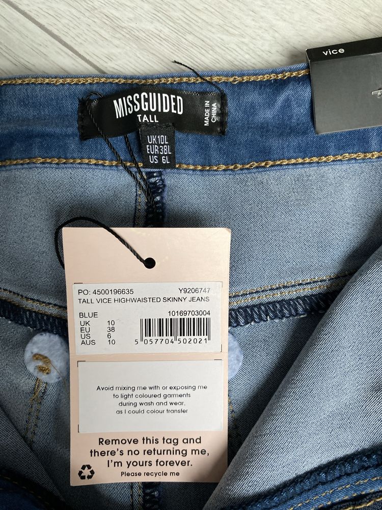 Spodnie jeansy skinny Missguided 38 tall Nowe!