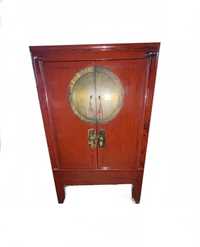 Armário móvel Ming chinês lacado vermelho antigo oriental