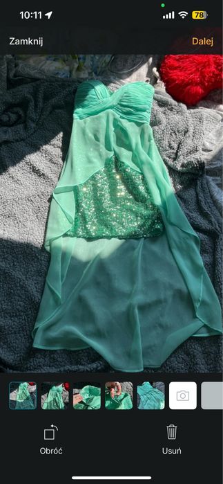 Zielona sukienka tiulowa z cekinami