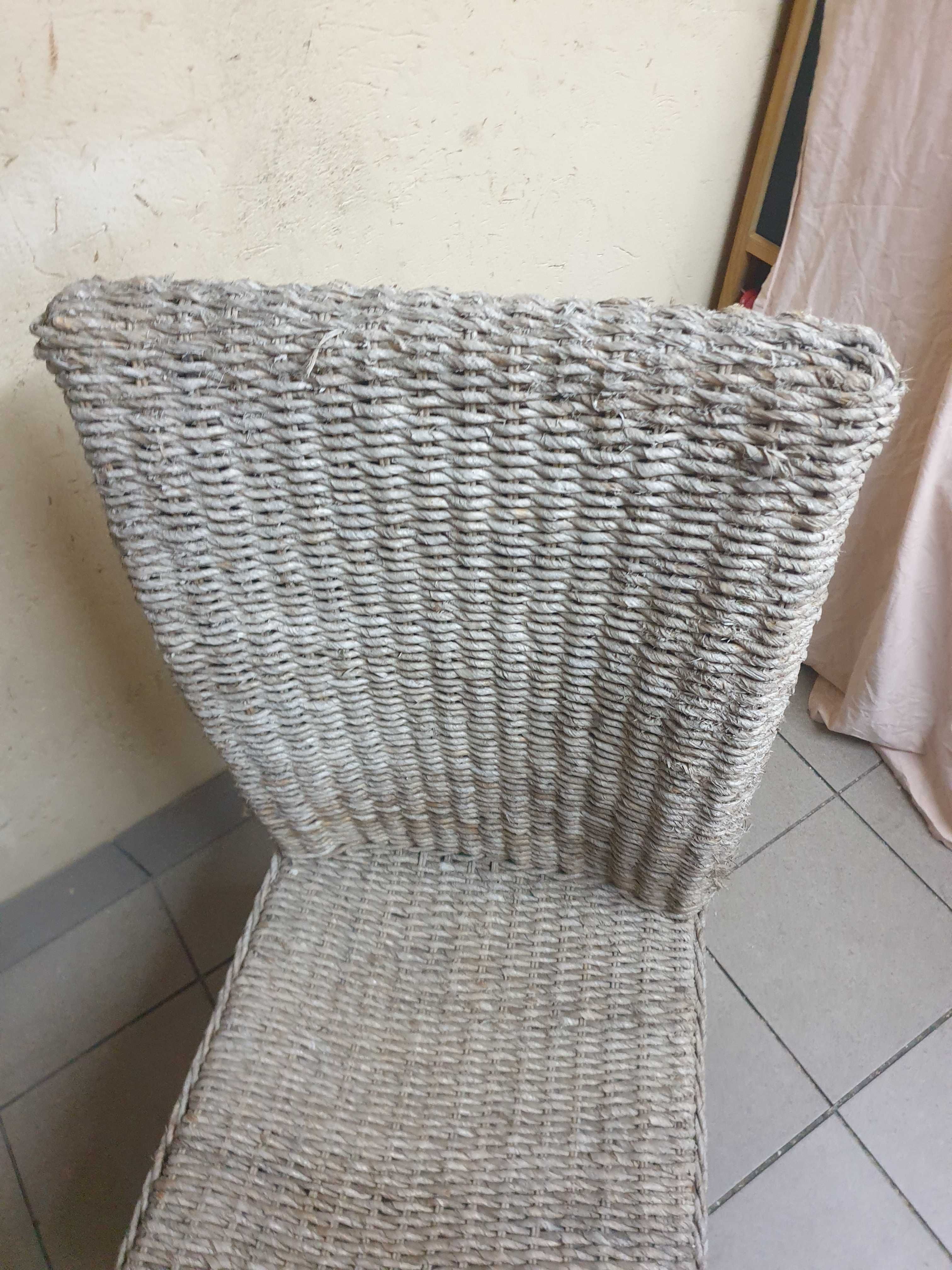 Ogrodowe krzeslo Fotel pleciony wiklinowy sznurkowy plecione ze sznura
