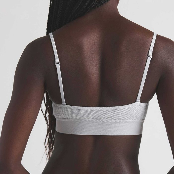 Топ Skims Cotton Rib Scoop Bralette Light Heather Grey