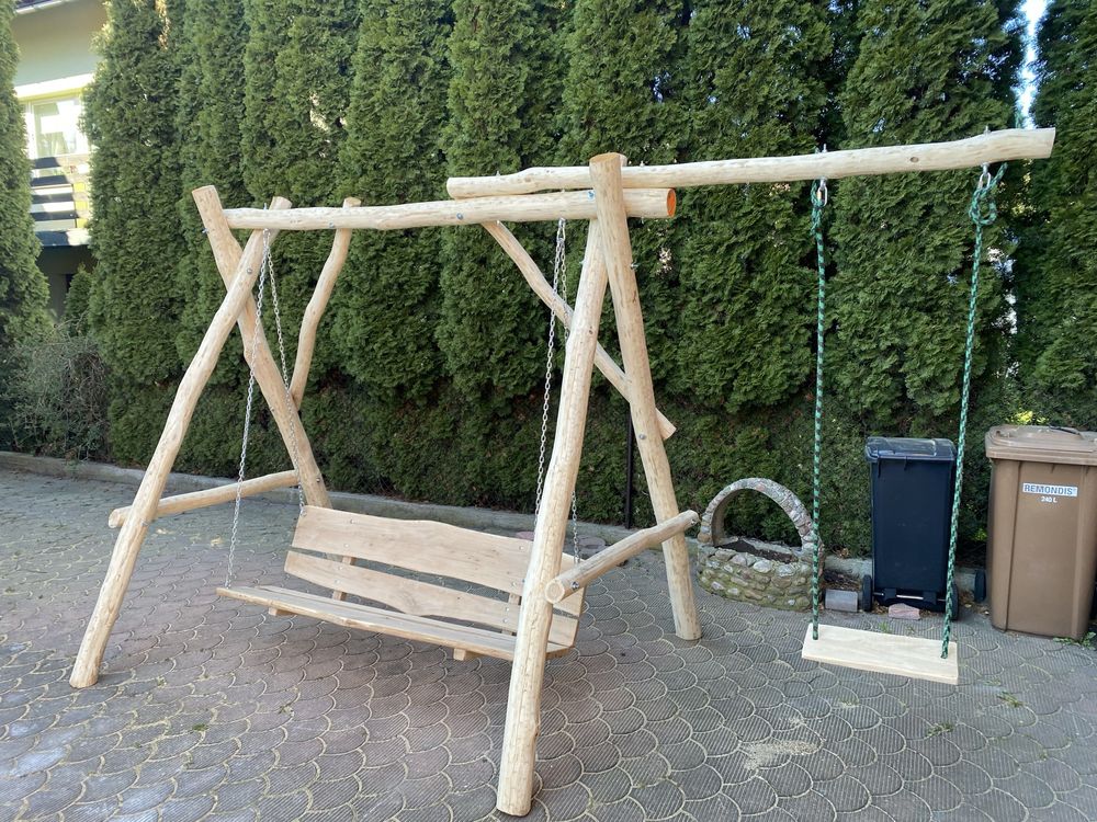 Dębowa huśtawka ogrodowa