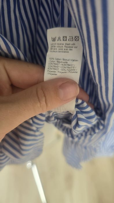 Bawelniana bluzka koszulowa oversize koszula w paski elegancka