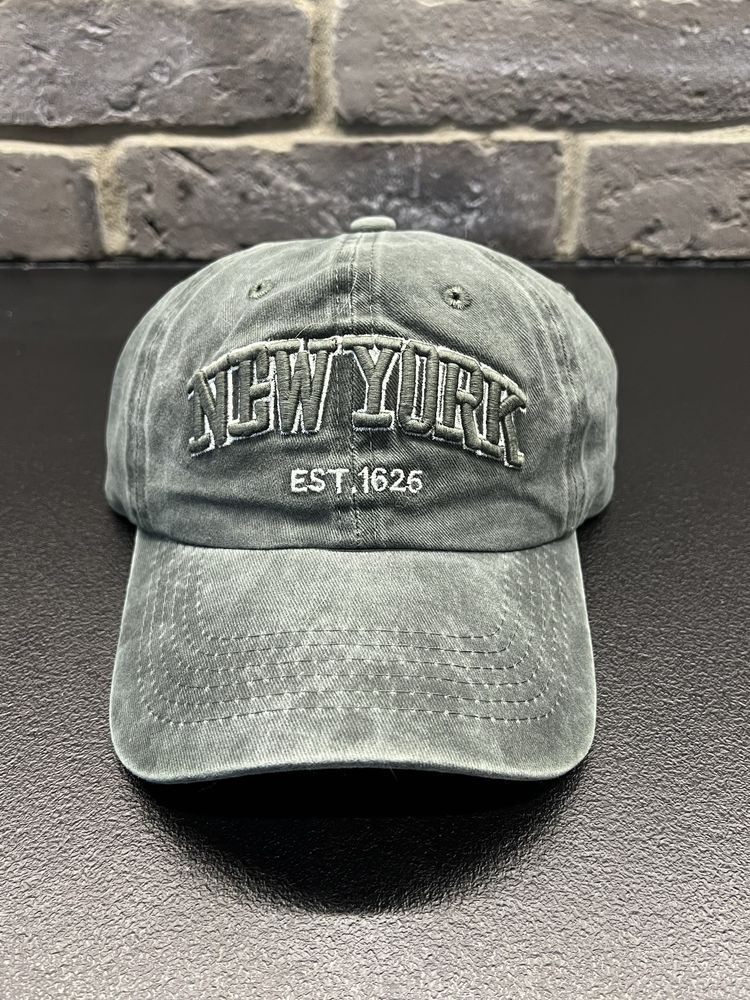 Nowa ciemno zielona czapka z daszkiem New York bawełniana unisex