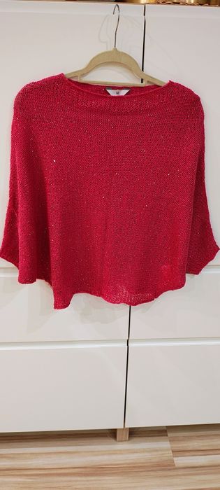 Narzutka sweter nietoperz fuksja rozm M