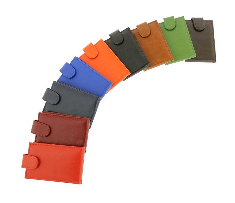 Etui na dokumenty etui na wizytówki skórzane karmelowe zapinane PL