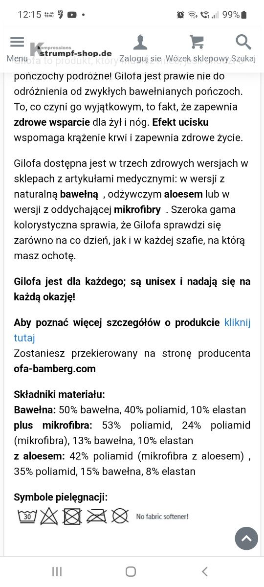 Podkolanówki uciskowe r. M Gilofa podróżne