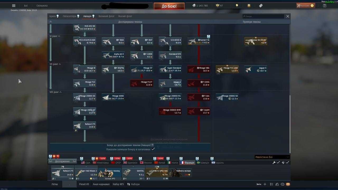 Акаунт War Thunder, багато топів + премів.