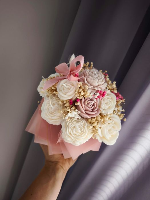 Flower boxy ze świec sojowych, bukiet świec, candle flower box