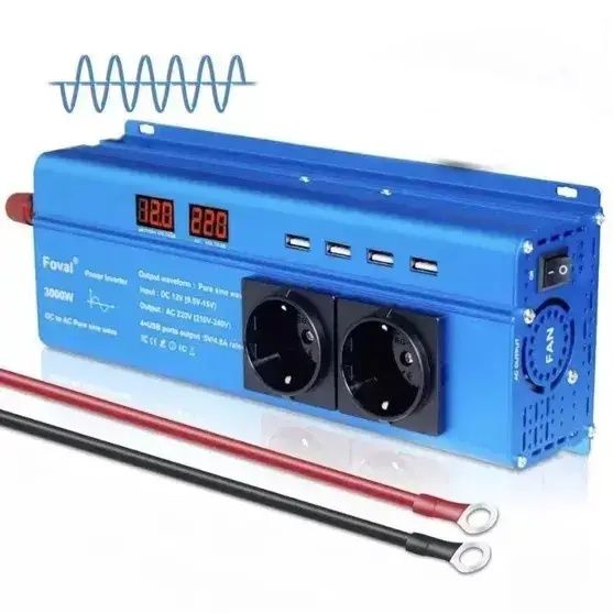 Інвертор 12V-220 "FOVAL 3000W", перетворювач напруги 12V-220V
Чиста си