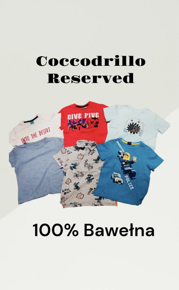 Zestaw 6 x koszulka dla chłopczyka 4-5 lat 100% Reserved Coccodrillo