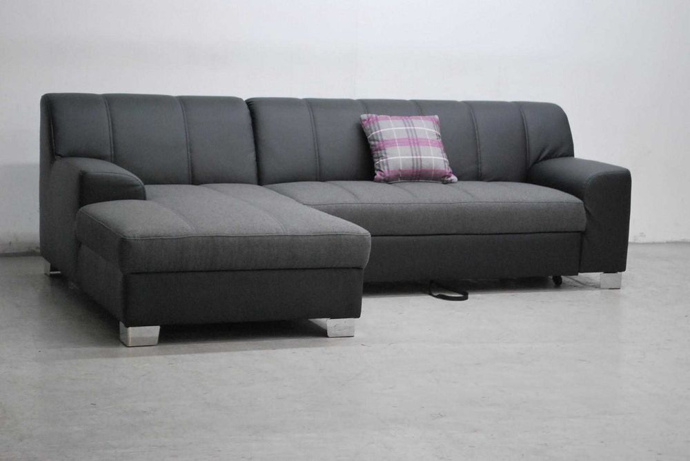 RCŁ Nowy narożnik funkcja spania rogówka, KANAP czarna eko skóra sofa