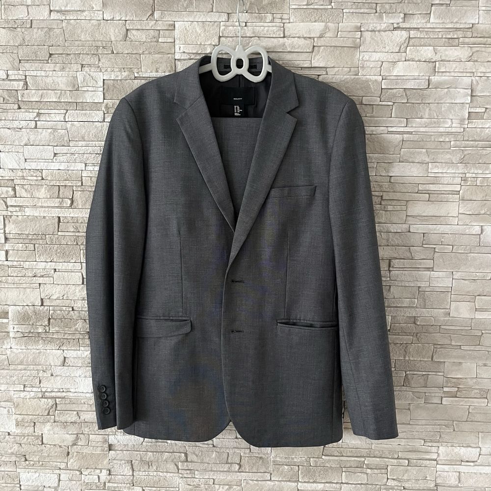 Garnitur H&M 50 M L szary marynarka spodnie regular fit eleganckie